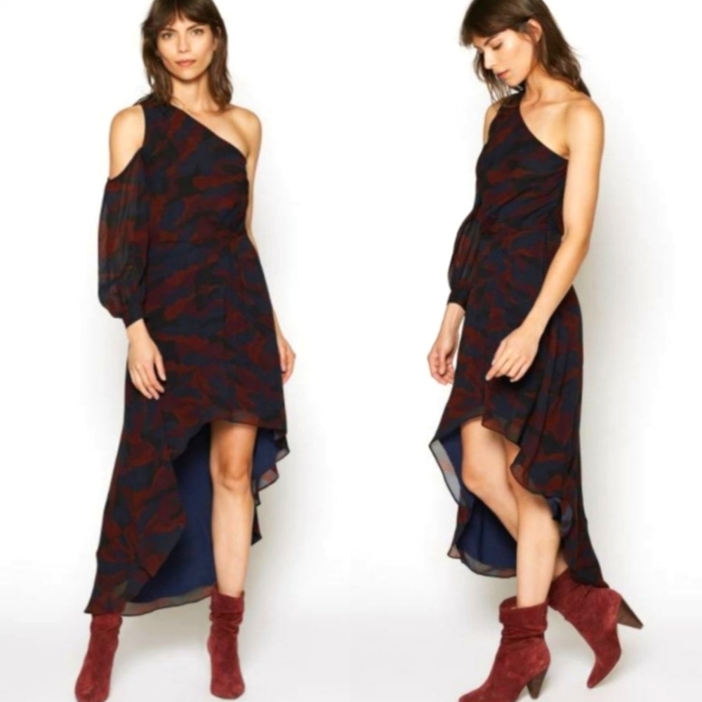 Joie Sala Jewel Tone Camo Silk Dress